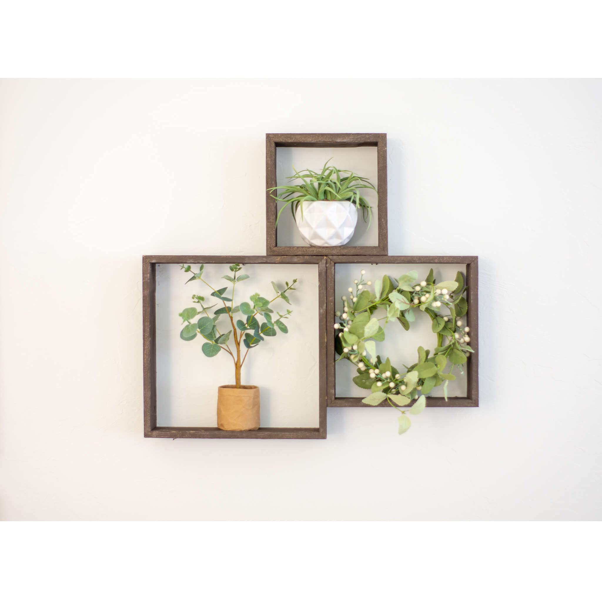 BARNWOODUSA Espresso Rustic Shelves, Square Floating Wood Shadowbox, Home Decor, Set of 3 - Image 4