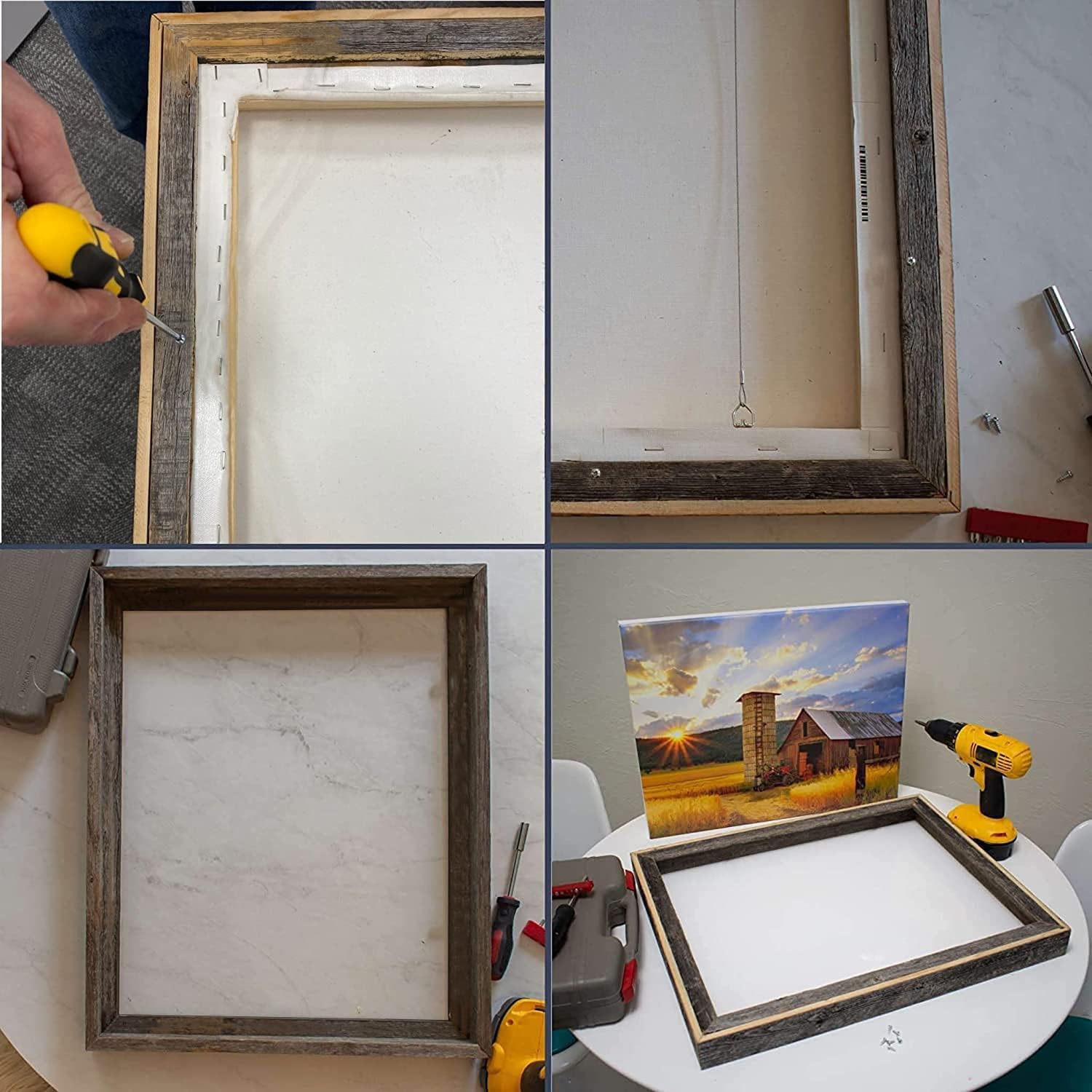 BarnwoodUSA | Rustic Barnwood Canvas Frame | For Oil Paintings & Wall Art | Natural Weathered Gray | 8" x 10" - Image 7