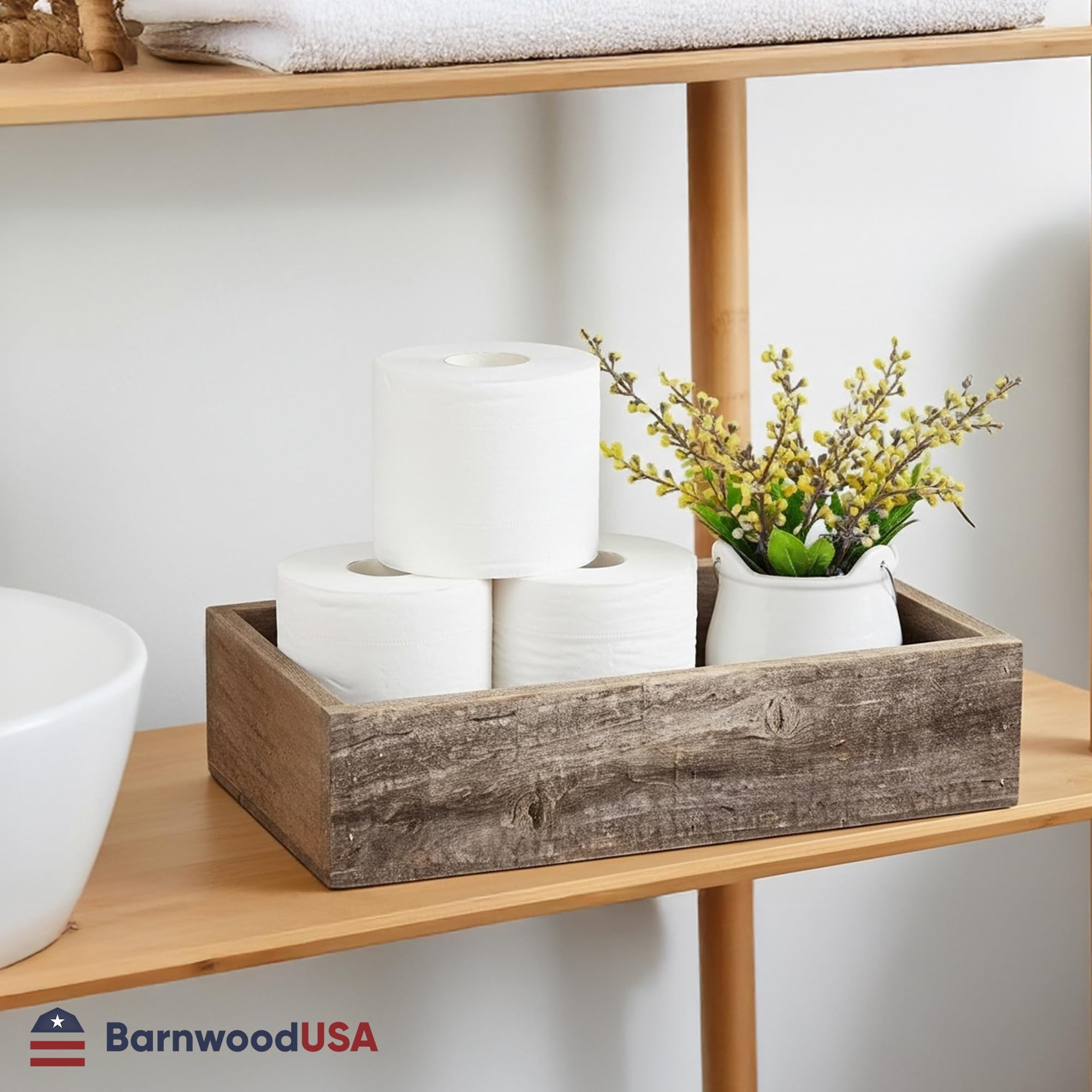 Small Wooden Planter Box – Rustic 1-Pack Wood Window Planter Box Set for Centerpieces & Storage – Durable Wooden Boxes for Decor - Perfect Toilet Basket for Bathroom Organizer - Image 6